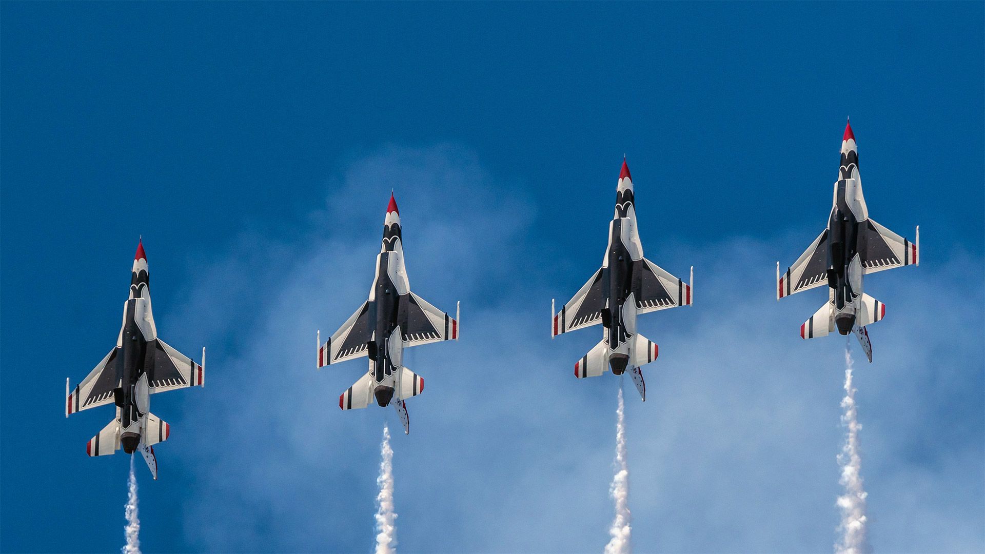 US Air Force Thunderbirds perform over Hampton, Virginia