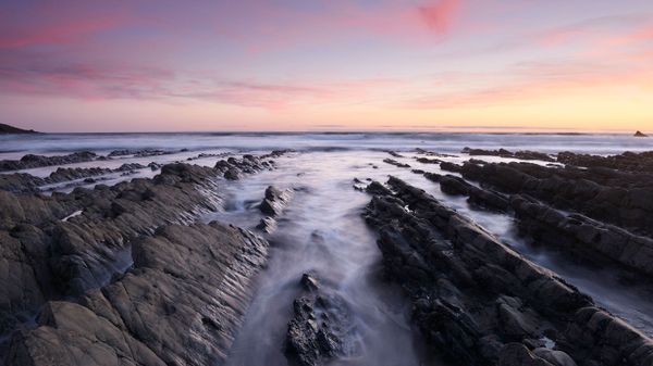 Jagged rocks at Welcombe Mouth, North Devon