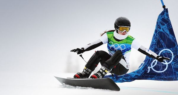 Glorija Kotnik of Slovenia competes during the Ladies’ Snowboard Parallel Giant Slalom at the Vancouver 2010 Winter Olympics on February 26, 2010