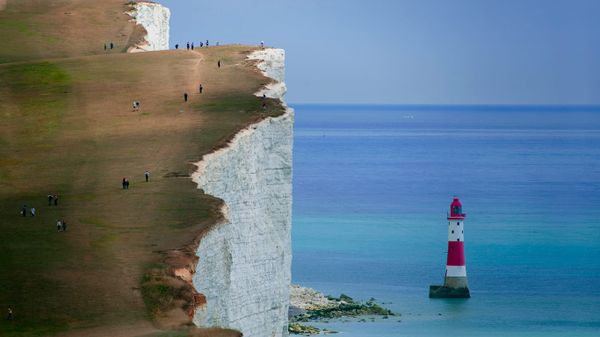 Cliffs and lighthouse at Beachy Head, East Sussex, England