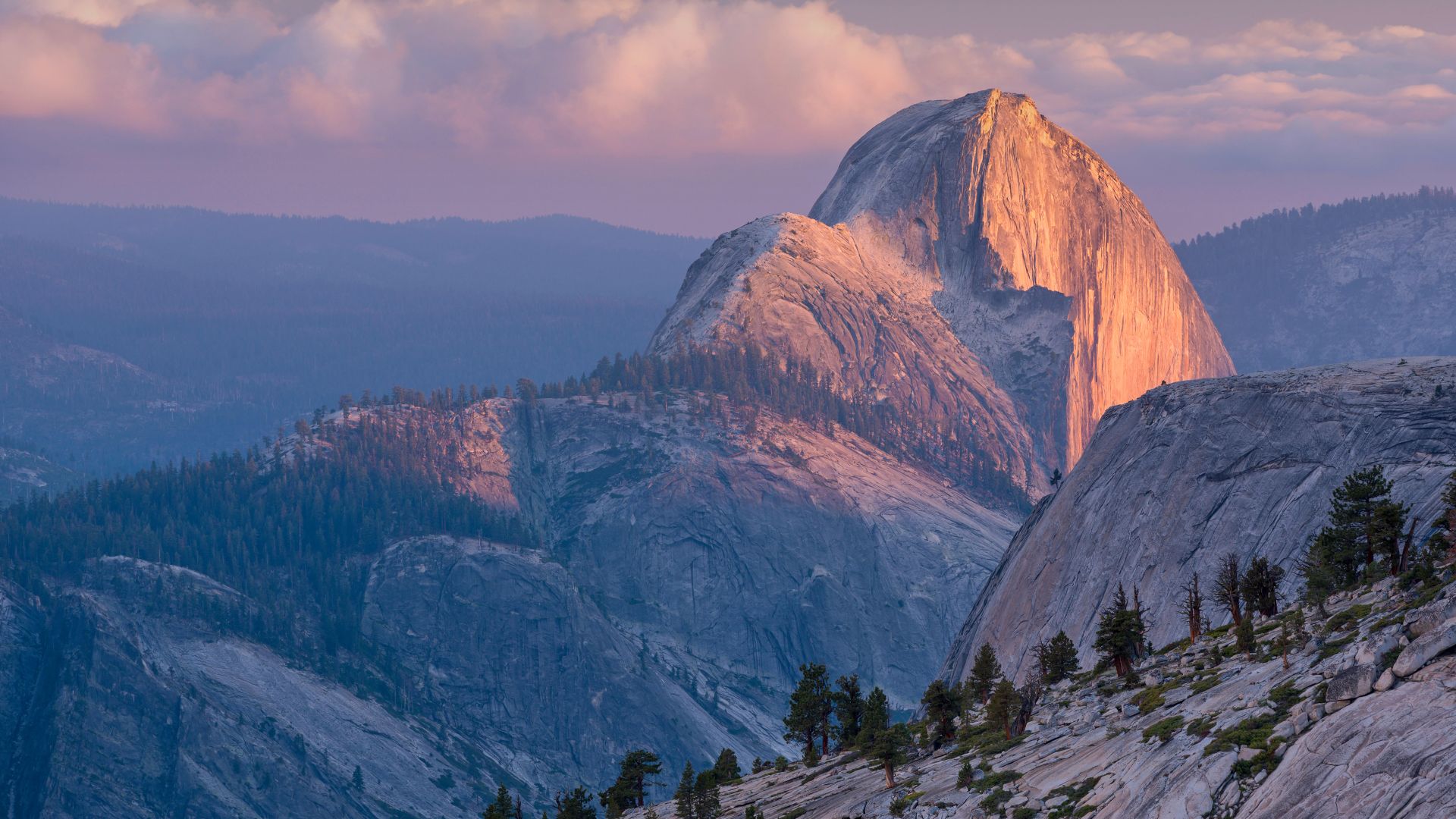Last light on Half Dome, Yosemite National Park, California, USA