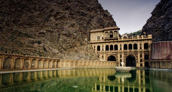 Female swimming pool of the Monkey Temple, Jaipur, India