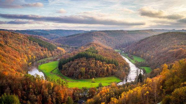 Tombeau du Géant (Giant's Tomb) in autumn, Bouillon, Belgium