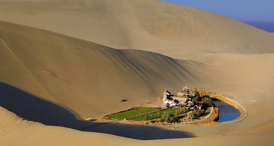 Crescent Moon Lake (Yueyaquan), near the ancient silk road city of Dunhuang, Gansu Province, China