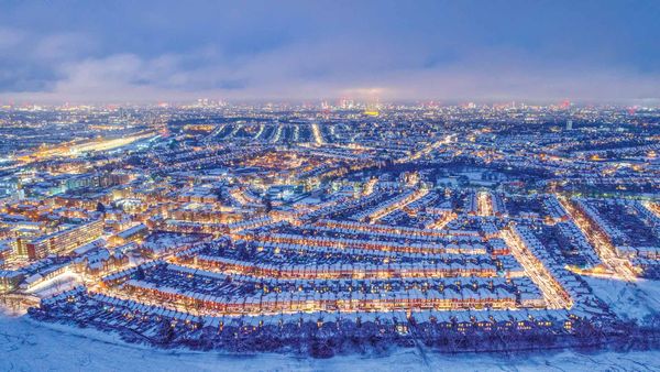 Aerial view of Hornsey, Crouch End and the City of London