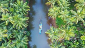 Aerial view of a boat in Kerala, India (© Ebin Francis/Shutterstock)(Bing New Zealand)