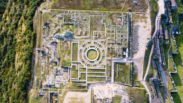 Aerial view of the ruins of Sacsayhuamán, Cusco, Peru