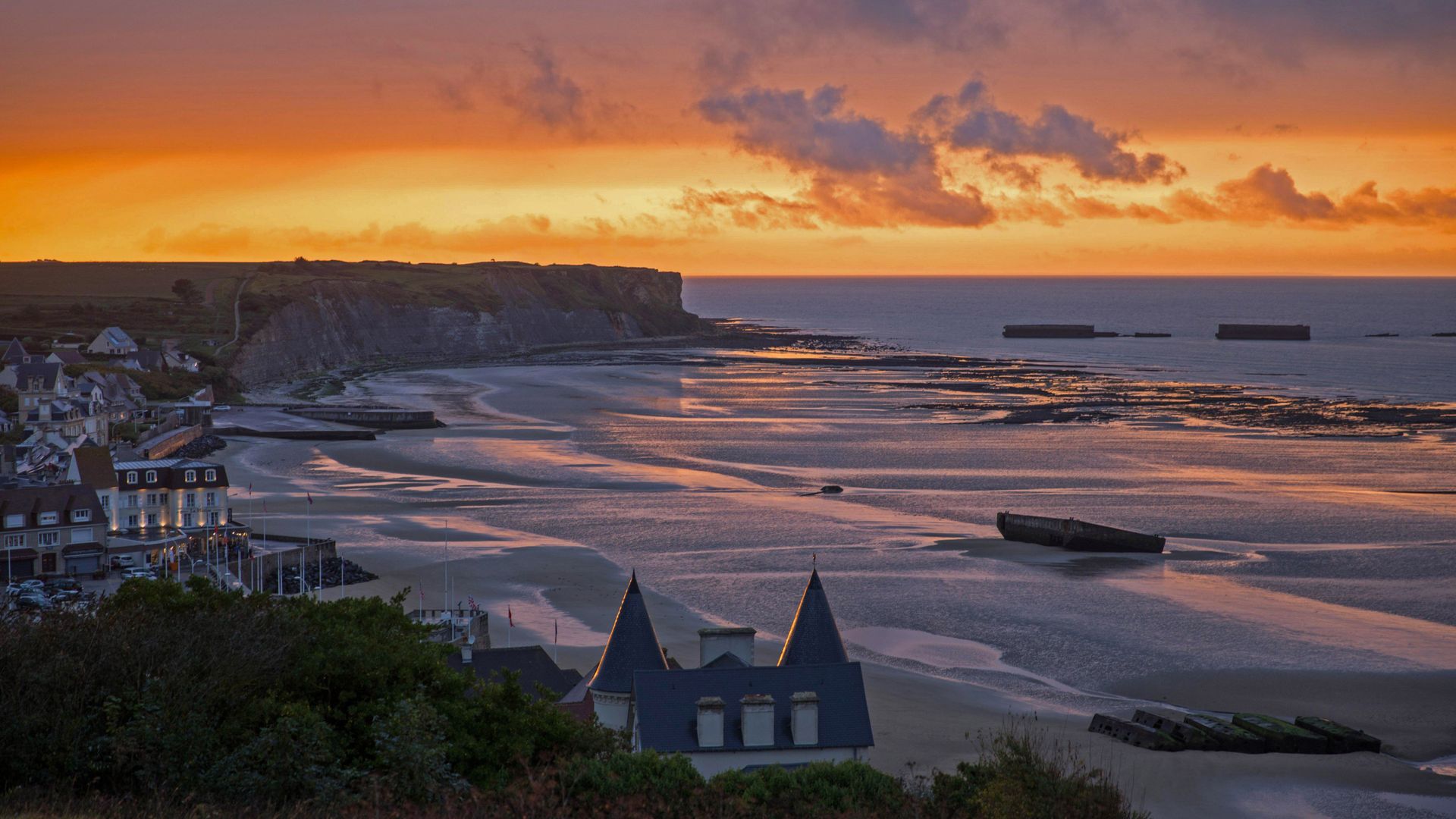 Mulberry Harbour in Arromanches-les-Bains, Normandy, France