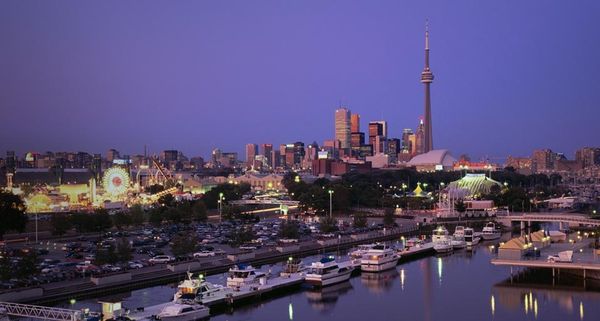 Toronto skyline during the Canadian National Exhibition, Ontario, Canada