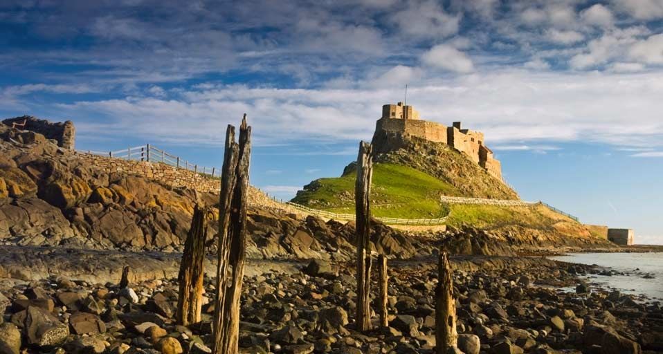 View towards Lindisfarne Castle, Northumberland