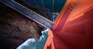 Looking down on the Golden Gate Bridge, San Francisco, California -- George Steinmetz/Corbis &copy; (Bing New Zealand)