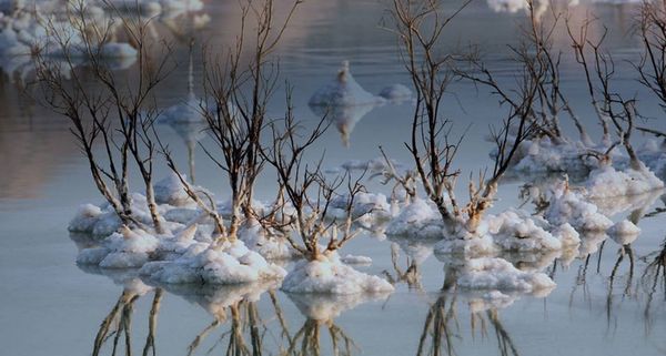 Salt formations in the Dead Sea in Israel