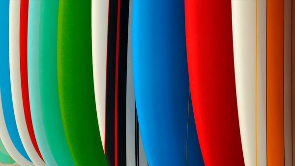 Surfboards in a row