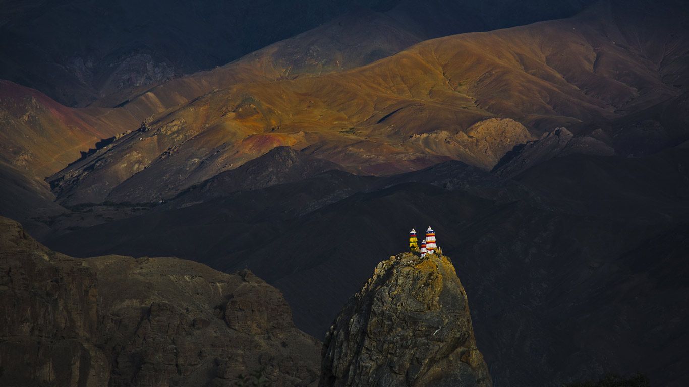 Mulbekh Monastery in the Zanskar region of Ladakh, Jammu and Kashmir, India