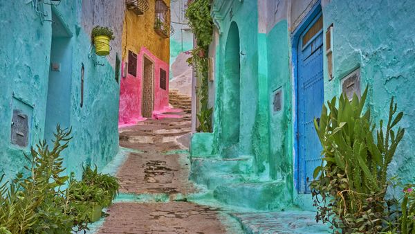 Colourful alleyway in the medina of Tétouan, Morocco