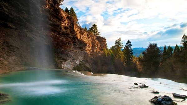 Waterfall at Fairmont Hot Springs near Fairmont, British Columbia, Canada