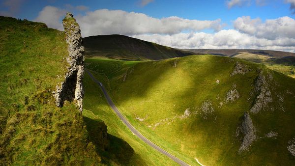 Winnats Pass in the Peak District of Derbyshire, England