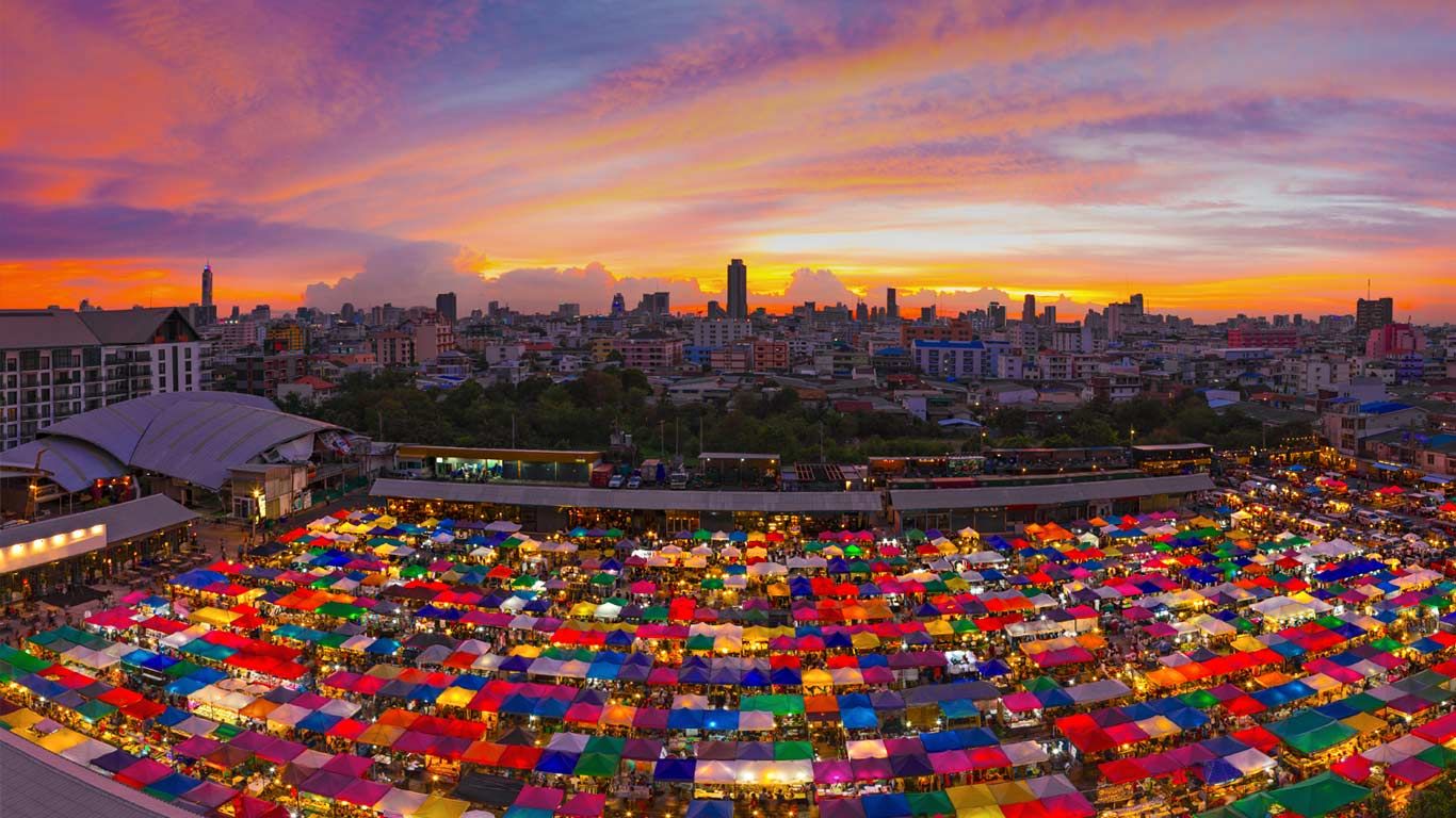 Train Night Market in Ratchada, Bangkok, Thailand