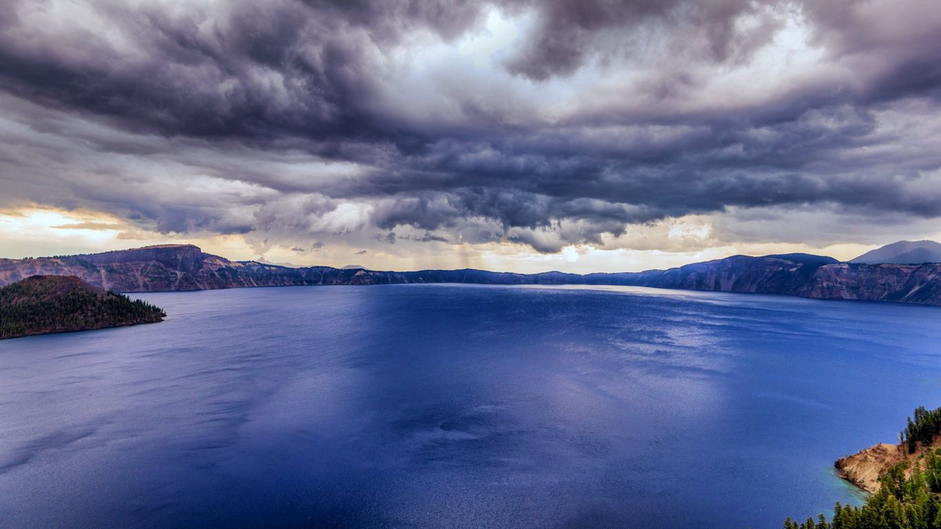 Storm clouds over Crater Lake National Park, Oregon