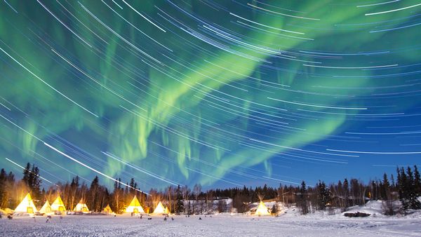 Star trail photography taken in Yellowknife