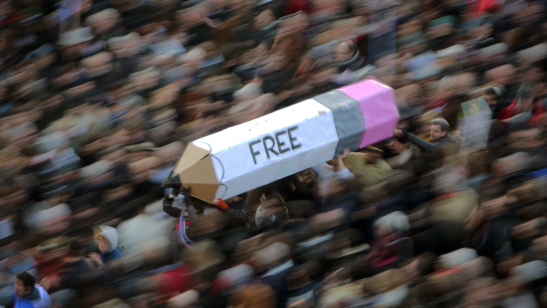 Une manifestation pour la liberté de la presse à Paris après les attentats sur Charlie Hebdo du 11 Janvier 2015