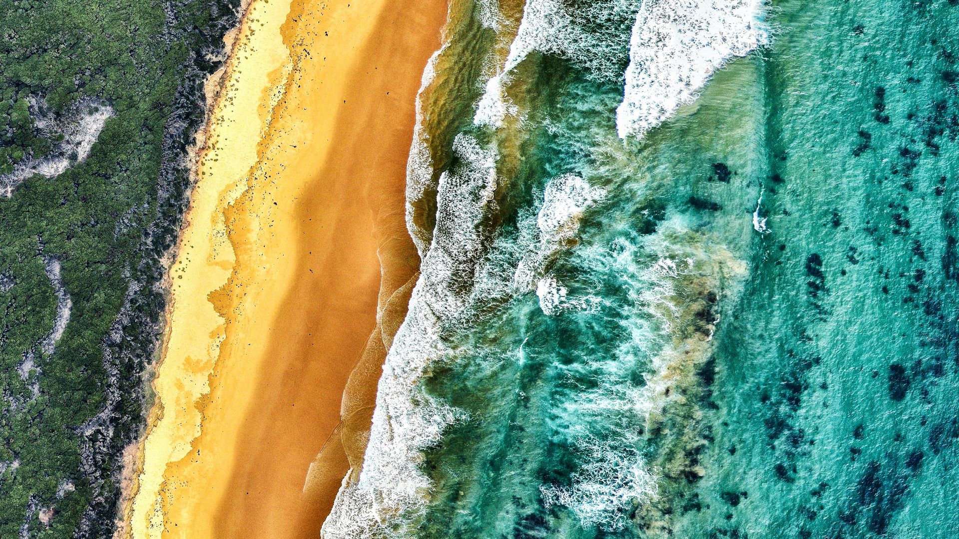 Aerial view of land and ocean, Victoria, Australia