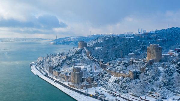 Rumelihisarı on the Bosporus Strait at Istanbul, Türkiye