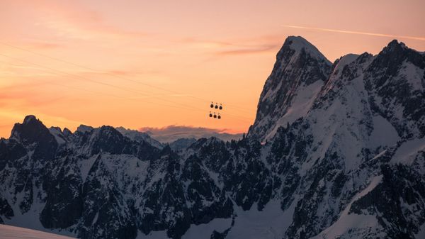 Vue depuis le refuge des Cosmiques sur les Grandes Jorasses, massif du Mont-Blanc, Alpes françaises