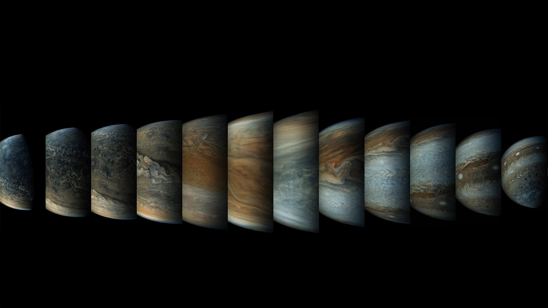 Sequence of enhanced-color images of Jupiter