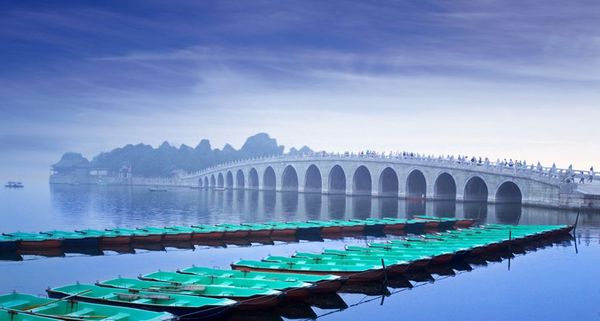 Seventeen-Arch Bridge over Kunming Lake at the Summer Palace in Beijing, China