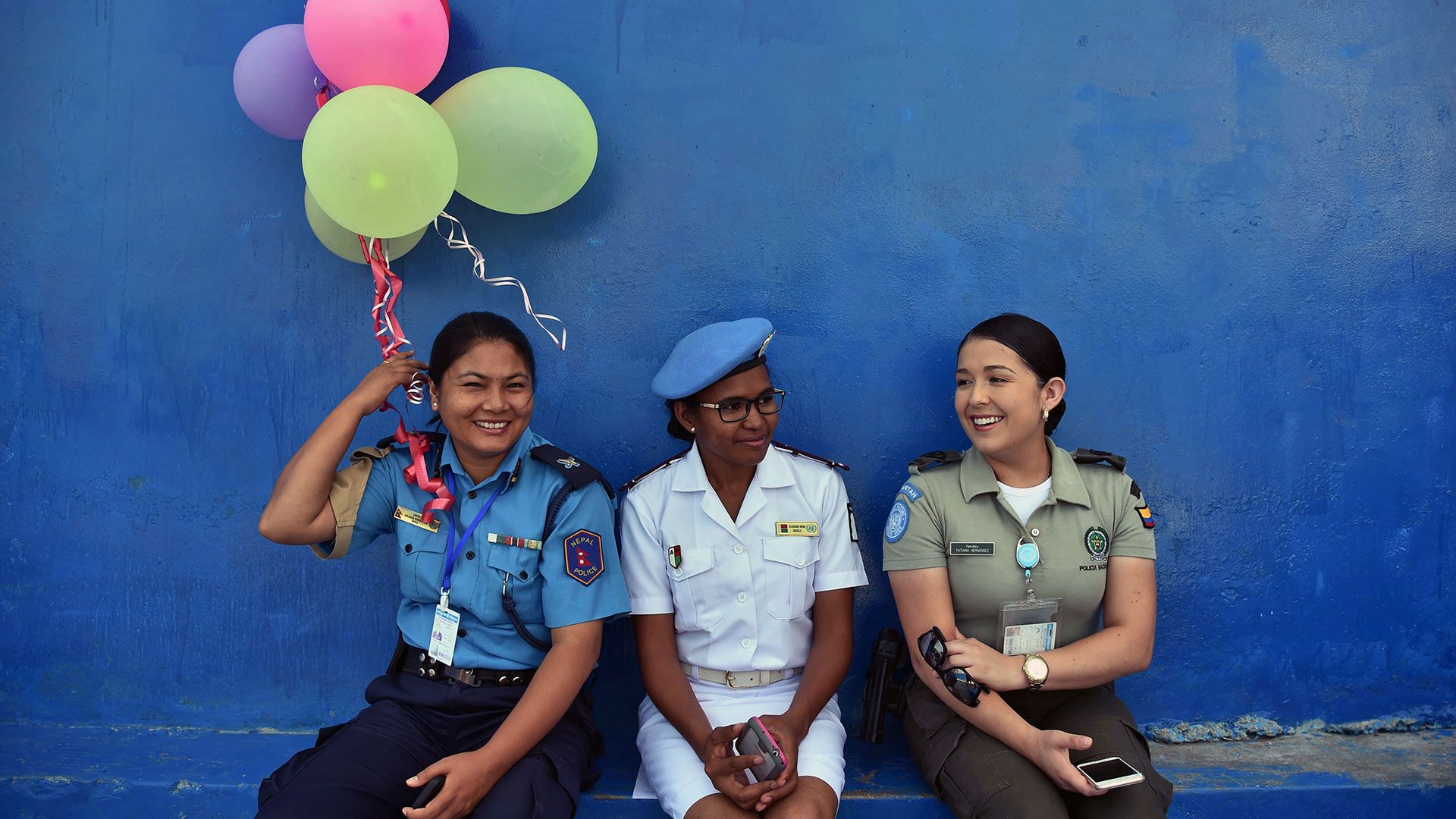 Policewomen from the United Nations Stabilization Mission in Haiti attend a ceremony to mark International Women's Day in 2016