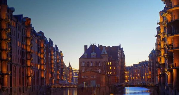 Wasserschloesschen, water castle in the old warehouse district of Hamburg, Germany