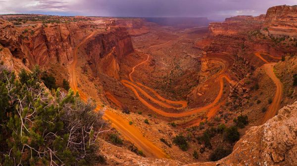 White Rim Road seen from Island in the Sky in Canyonlands National Park, Utah