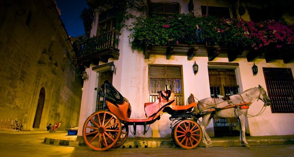Typical Spanish Colonial architecture in Cartagena, Columbia