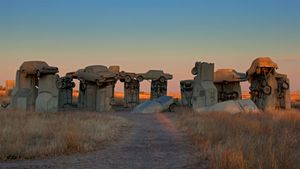 Carhenge, created by Jim Reinders near Alliance, Nebraska (© Charlie Summers/Minden Pictures)(Bing Australia)