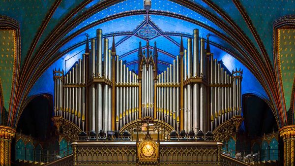 The pipe organ of the Notre Dame Basilica in Montreal