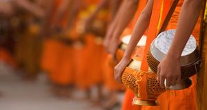 Monks near the Mekong River, Laos -- Neil Emmerson/Corbis &copy; (Bing United States)
