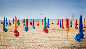Parasols colorés sur la plage de Deauville, Calvados, Basse-Normandie (© Ekaterina Pokrovsky/Shutterstock)(Bing France)