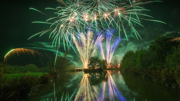 A firework display in Lancashire, on Guy Fawkes Night