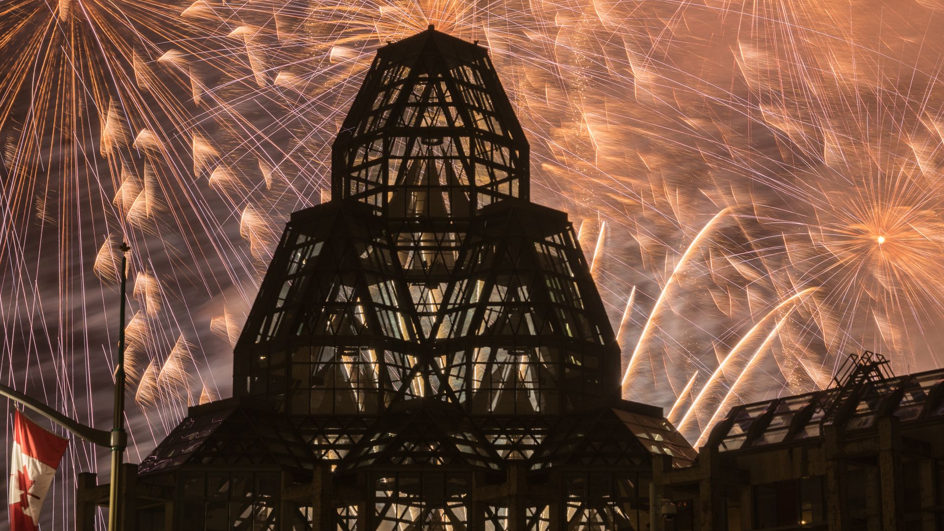 Canada Day firework show behind the National Gallery of Canada, Ottawa