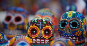 Beaded skull ornaments created for celebrations of Day of the Dead in Patzcuaro, Mexico (© Rodrigo Cruz/Getty Images) &copy; (Bing Australia)