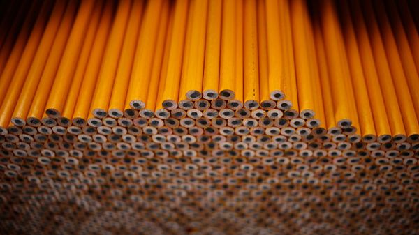 Yellow pencils at the Musgrave Pencil Co. facility in Shelbyville, Tennessee, USA