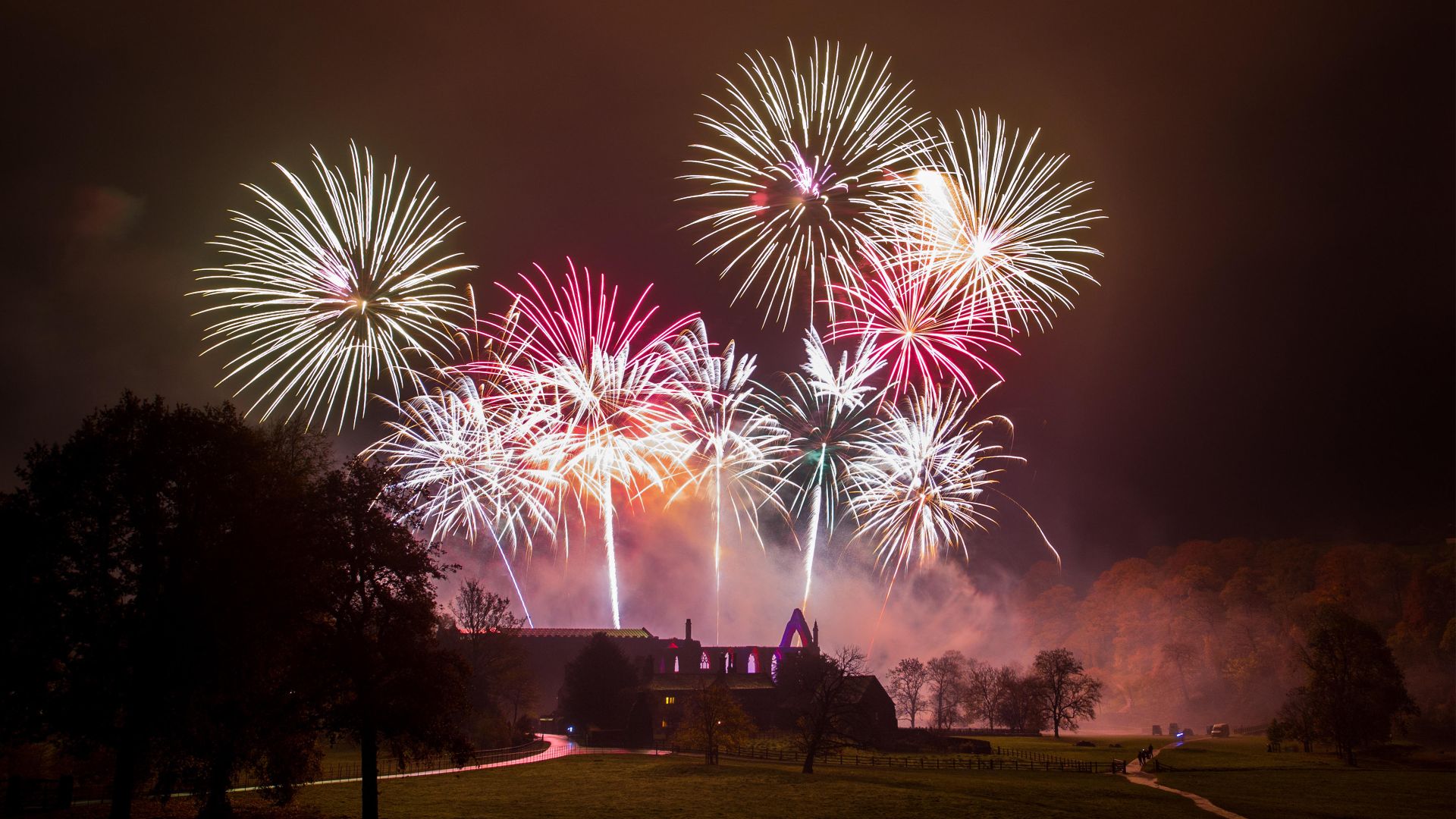 Fireworks at Bolton Priory, North Yorkshire on Guy Fawkes Night 2015