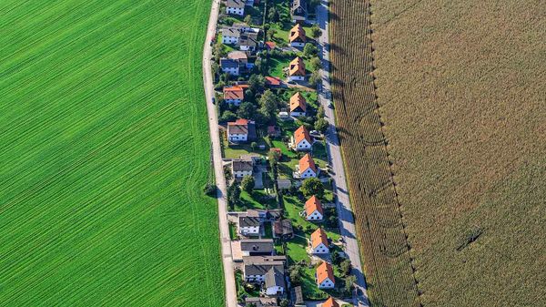 Aerial view of Poing, Bavaria, Germany