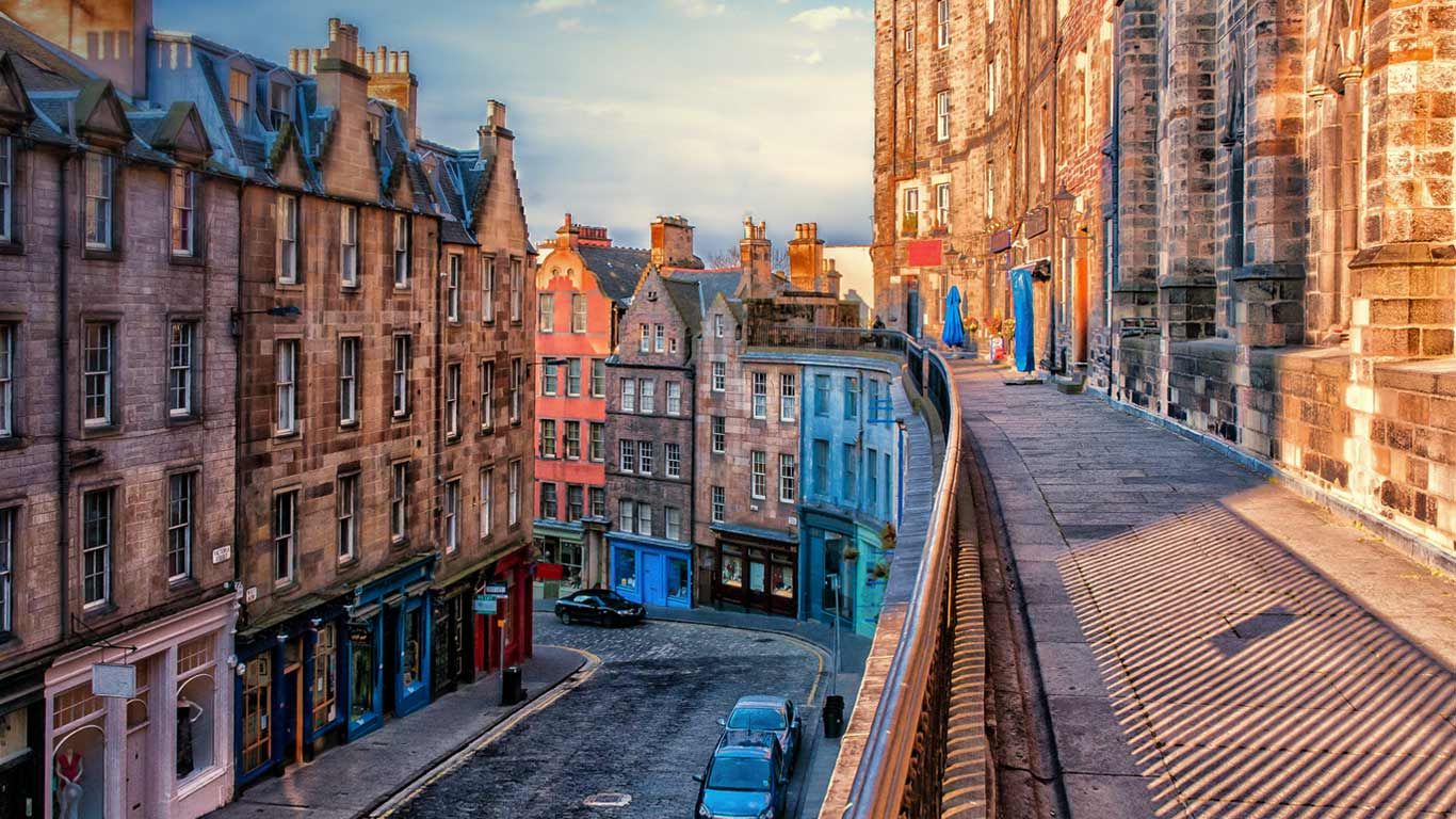 West Bow street in Edinburgh, Scotland