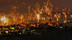 New Year's Eve fireworks in Korb, Rems-Murr-Kreis, Germany (© Herbert Kehrer/Alamy)(Bing United States)
