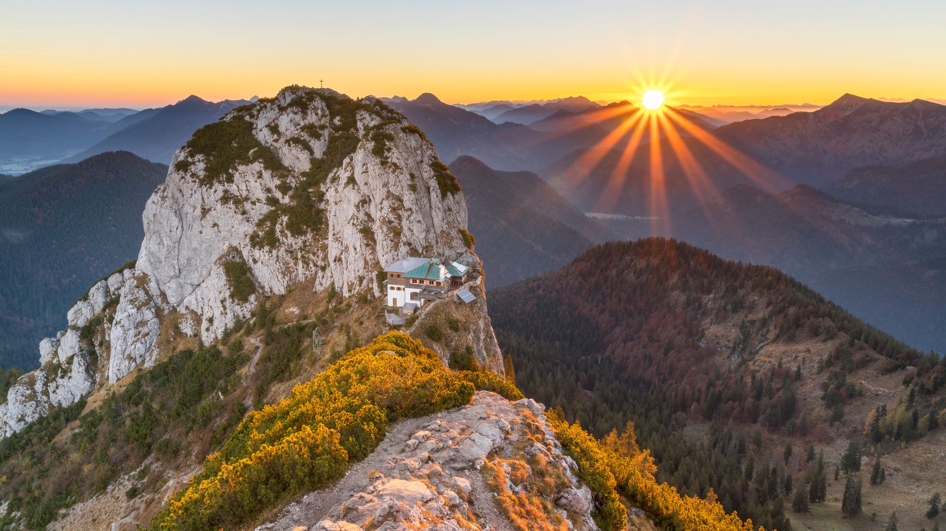 View from the summit of Roßstein mountain, Bavaria, Germany