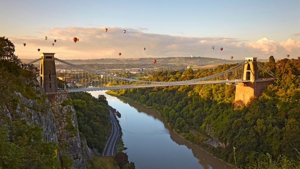 Clifton Suspension Bridge during the Bristol Balloon Fiesta, Bristol