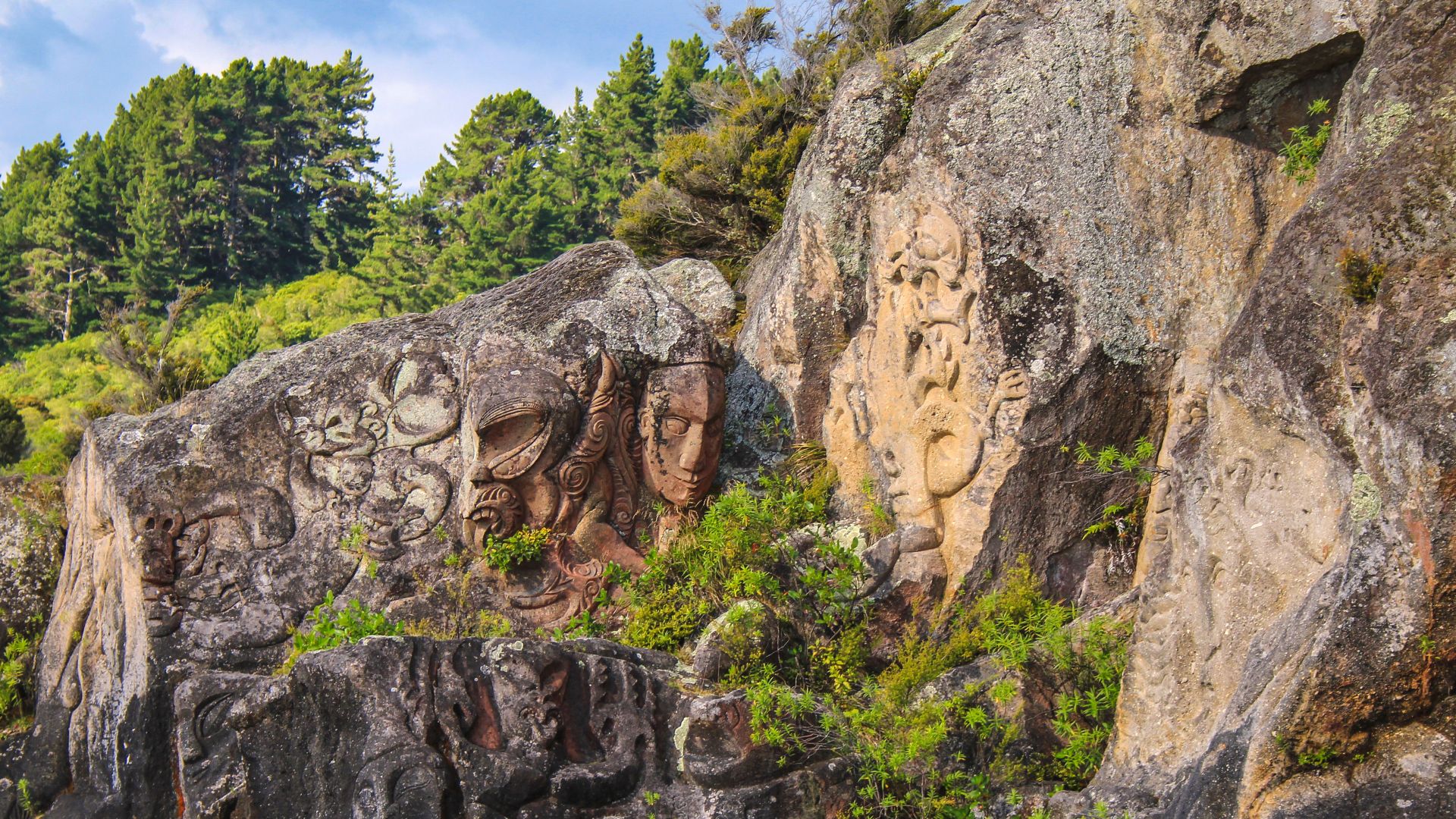 Ngātoroirangi Mine Bay Māori Rock Carvings on Lake Taupō, New Zealand