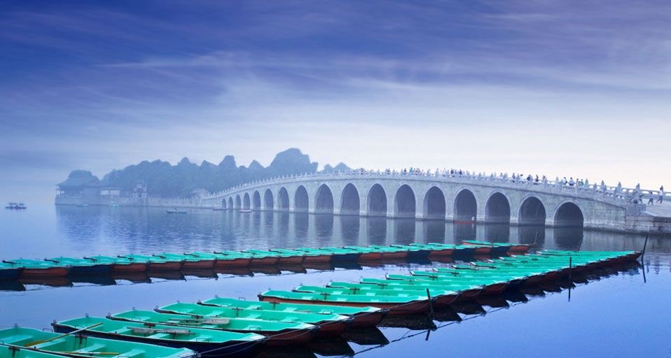 Seventeen-Arch Bridge over Kunming Lake at the Summer Palace in Beijing, China